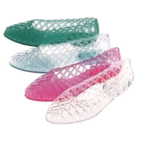 Typical pairs of jelly shoes in the 1980s