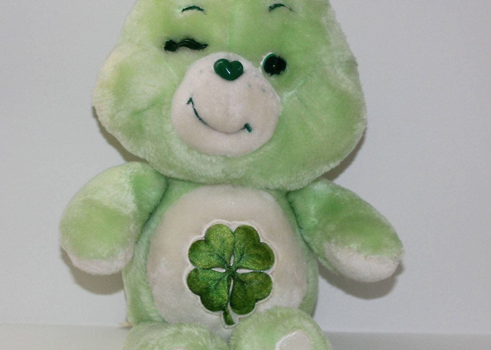 The green Good Luck Care Bear, with shamrock