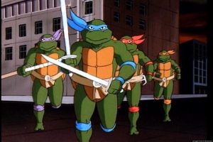 Leonardo, Michelangelo, Donatello and Raphael in Teenage Mutant Ninja Turtles 1980s cartoon