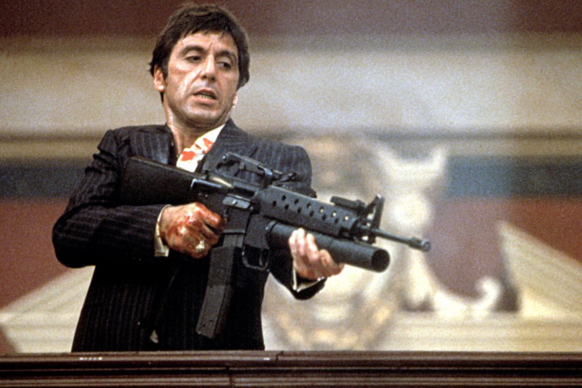 Al Pacino as Tony Montana in Scarface, distributed by Universal Pictures