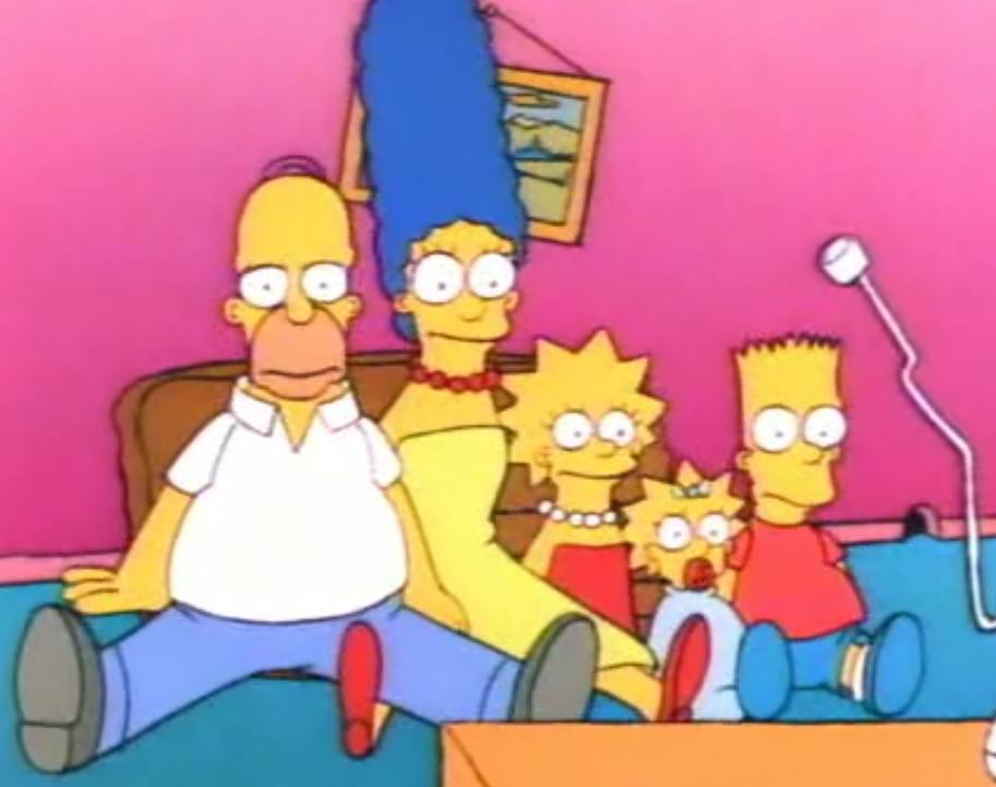 The Simpsons family watching TV couch missing 1980s