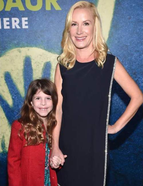 Angela Kinsey with daughter Isabel Ruby Lieberstein, at the premiere of The Good Dinosaur, 2015