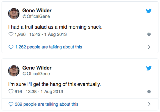Gene Wilder Last Tweet
