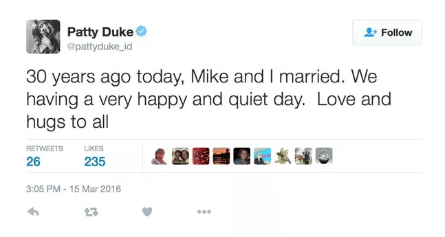 Patty Duke Last Tweet