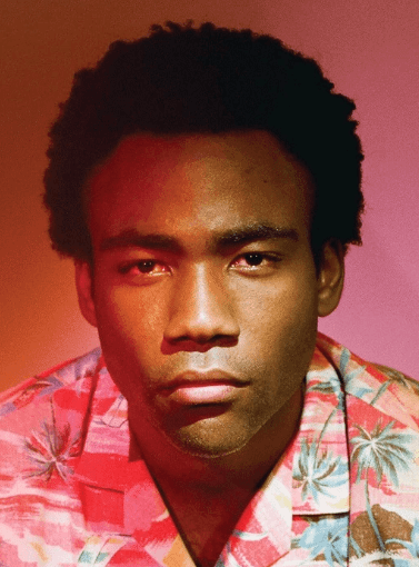 Donald Glover wearing a Hawaiian shirt on the cover of second album Because the Internet