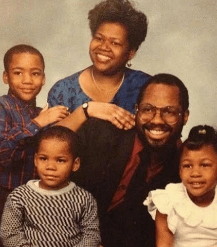 Donald Glover as a child with mother Beverly, father Donald Sr and his brother and sister