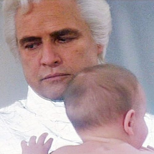 Marlon Brando as Jor-El with baby Superman (1978)