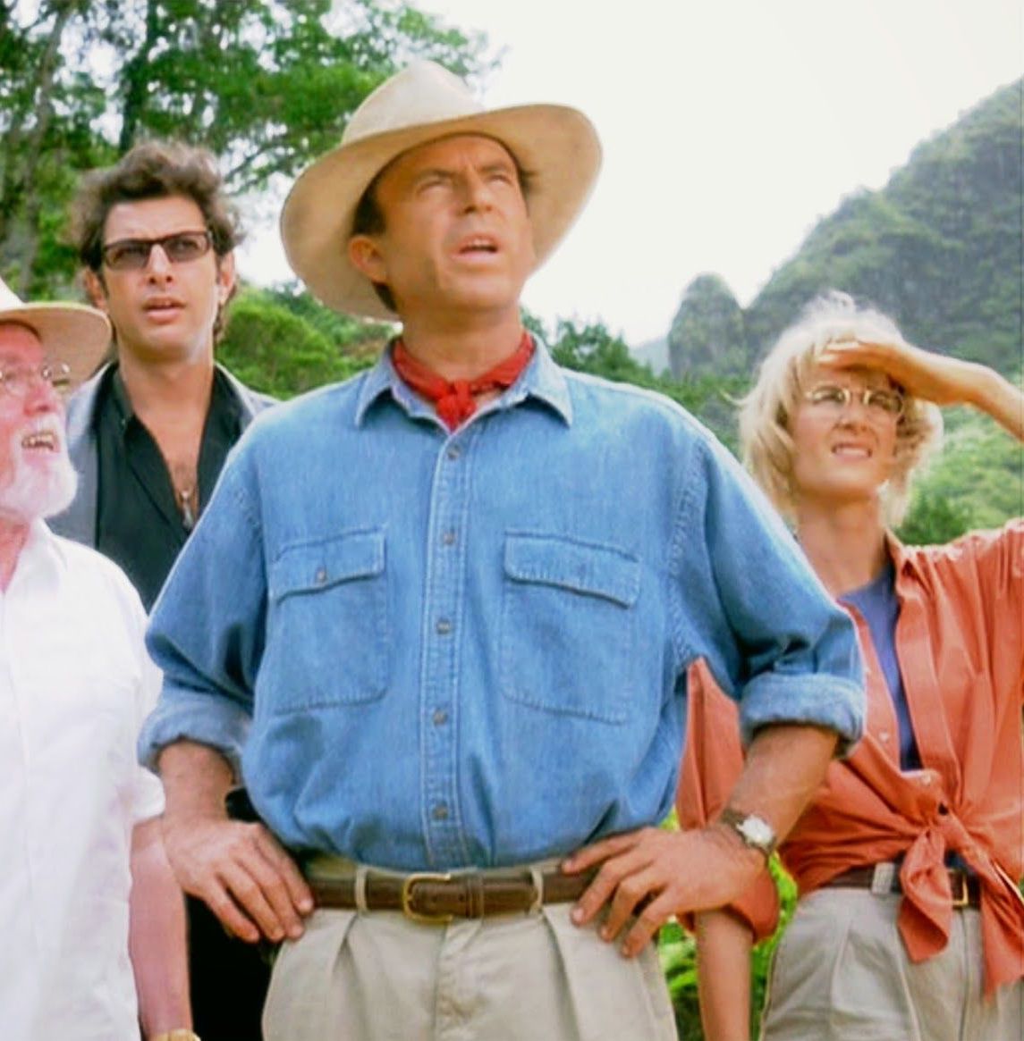 Richard Attenborough, Jeff Goldblum, Sam Neill and Laura Dern in Jurassic Park